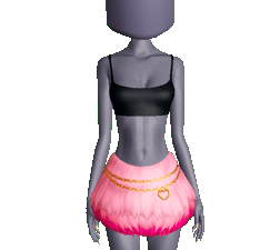 Furry Styled Skirt W Heart Chains Set
